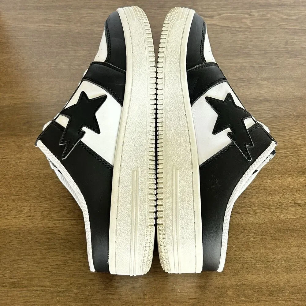 BAPE Sta Black White Low Top Sneakers Men’s Size 9 Streetwear Shoes